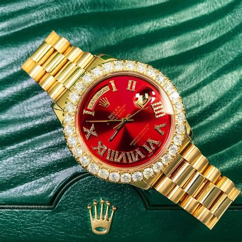 gold rolex with red face